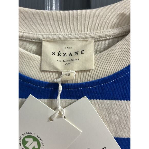 NWT Sezane Paris Emy Striped White Blue Cotton Dress Size XS - Picture 5 of 15